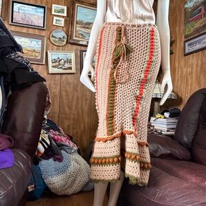 Vintage Handmade Crochet Knit Maxi Skirt